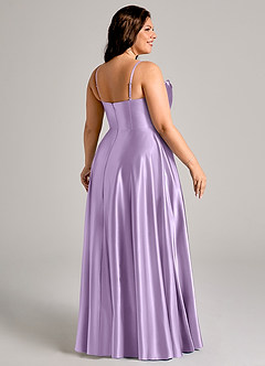 Azazie Elle Brautjungfernkleider A-Linie mit Taschen Metallischer Satin Kleid Flieder image11