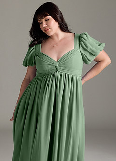 Azazie Madisynn Maternity Bridesmaid Dresses Bow Chiffon Floor-Length Dress image9