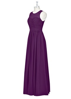 Azazie Nina Brautjungfernkleider A-Linie Plissee Chiffon Kleid Traube image8