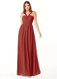 Azazie Dionne Brautjungfernkleider A-Linie Korsett Chiffon Kleid Terrakotta image1