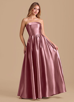 Azazie Lucienne Bridesmaid Dresses Vintage Mauve A-Line Pleated Metallic Satin Dress image3