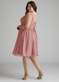 Azazie Angie Robes de demoiselle d'honneur Robe Trapèze en Mousseline de soie Corset Rose Poussiéreuse image12