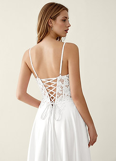 Corinna White Satin Lace Corset A-line Maxi Dress image6