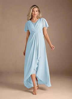 Azazie Eliza Mother of the Bride Dresses Sky Blue A-Line V-Neck Pleated Chiffon Dress image1