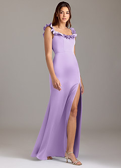 Azazie Callie Brautjungfernkleider Wandelbar A-Linie Gestreift Stretch-Satin Kleid Flieder image4