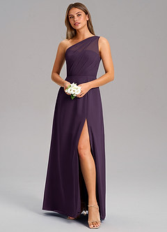 Azazie Phaedra Bridesmaid Dresses Plum A-Line One Shoulder Chiffon Dress image12