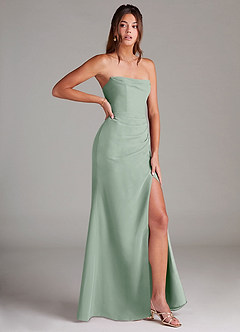 Azazie Leonis Bridesmaid Dresses Agave Sheath Strapless Chiffon Convertible Dress image8