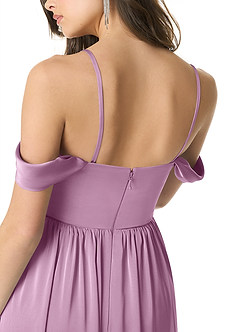Azazie Morana Brautjungfernkleider Wandelbar A-Linie Schulterfrei Stretch-Satin Kleid Blauregen image9