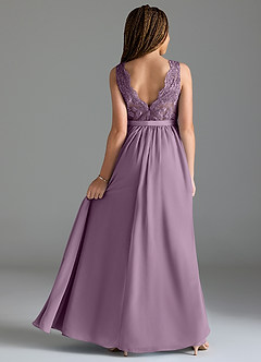 Azazie Elly Junior Wisteria A-Line Lace Chiffon Dress image2