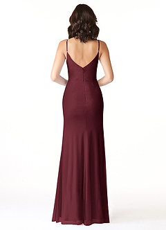 Azazie Deandra Bridesmaid Dresses Cabernet Mermaid Pleated Mesh Dress image2