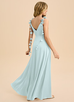 Azazie Gumdrop Junior Sea Glass Empire Pleated Stretch Satin Dress image1