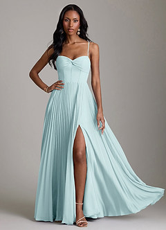 Azazie Akiko Bridesmaid Dresses Sea Glass A-Line Sweetheart Neckline Chiffon Dress image3