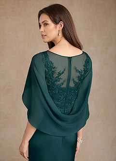 Azazie Hera Mother of the Bride Dresses Pine A-Line Lace Stretch Satin Dress image6