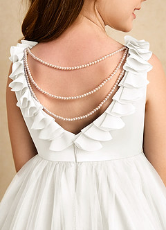 Azazie Lorita Flower Girl Dresses Ivory A-Line Beaded Tulle Dress image8