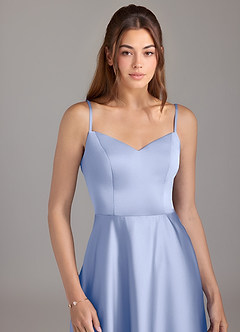 Azazie Marley Bridesmaid Dresses Ice A-Line Off the Shoulder Stretch Satin Convertible Dress image2