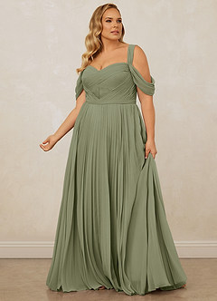 Christian Siriano Bridal for Azazie 1013 Bridesmaid Dresses Pistachio A-Line Off the Shoulder Chiffon Dress image14
