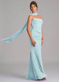 Azazie Sorrel Bridesmaid Dresses Sea Glass Mermaid Corset Chiffon Dress image3