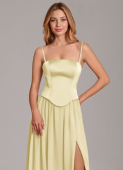 Azazie Cadence Suknie dla druhen Linia A Gorset Satyna elastyczna Do ziemi Sukienka image2