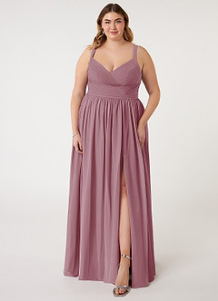 Azazie Chanel Bridesmaid Dresses Vintage Mauve A-Line Pleated Chiffon Dress image8