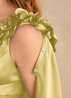 Azazie Rosita Girls Formal Flower Girl Dresses Canary A-Line Pleated Stretch Satin Dress image6