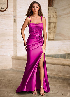 Starlit Magenta Ballkleid mit Wasserfallausschnitt image7