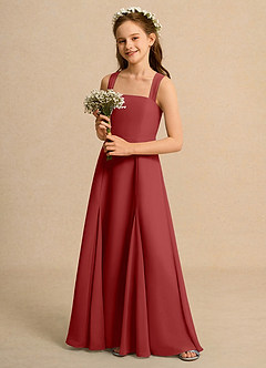 Azazie Tater Girls Formal Robe Demoiselle D'honneur Fillette Robe Trapèze en Mousseline de soie Plissée Rouille image5