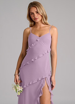 Azazie Nancie Brautjungfernkleider Meerjungfrau-Linie Gestreift Chiffon Kleid Blauregen image7