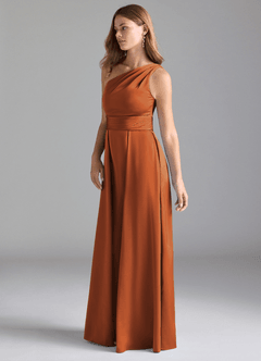 Azazie Dallas Brautjungfernkleider A-Linie One-Shoulder Stretch-Satin Kleid Kanel image5