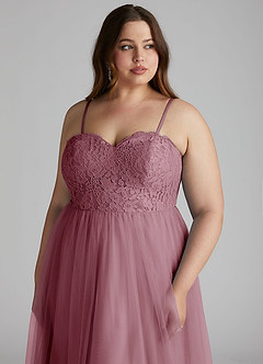Azazie Roni Bridesmaid Dresses Vintage Mauve A-Line Sweetheart Neckline Tulle Convertible Dress image13