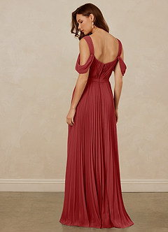 Christian Siriano Bridal for Azazie 1013 Bridesmaid Dresses Rust A-Line Off the Shoulder Chiffon Dress image4