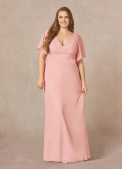 Azazie Alessa Mother of the Bride Dresses Rosette A-Line V-Neck Pleated Chiffon Dress image7