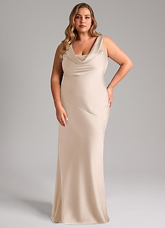 Azazie Rylina Bridesmaid Dresses White Alabaster Mermaid Stretch Satin Dress image7