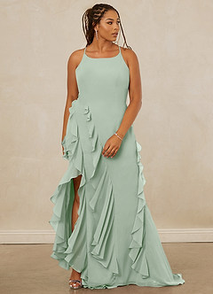 Christian Siriano Bridal for Azazie 1006 Bridesmaid Dresses Agave Mermaid Ruched Chiffon Dress image10
