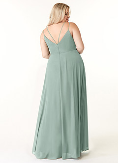 Azazie Janine At-home Try On Dresses Agave A-Line V-Neck Chiffon Dress image7