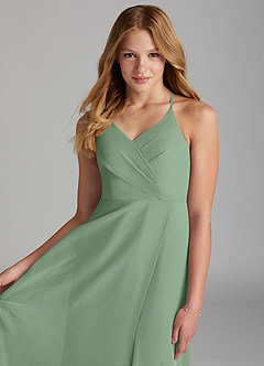 Azazie Davis Junior Jurk van Chiffon met A-Lijn Matcha image6