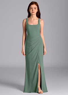 Azazie Mero Junior Eucalyptus Mermaid Pleated Chiffon Dress image4