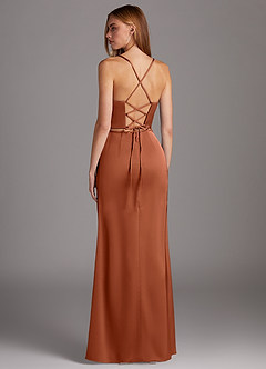 Azazie Brookelle Bridesmaid Dresses Cedar Rose Sheath Sweetheart Corset Stretch Satin Dress image3