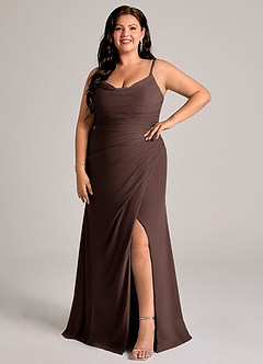 Azazie Deandra Brautjungfernkleider Meerjungfrau-Linie Plissee Chiffon Kleid Ganache image9