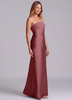 Azazie Ailanie Brudtärnklänningar Klä av Tubklänning i Stretch Satin Axelbandslös Desert Rose image4