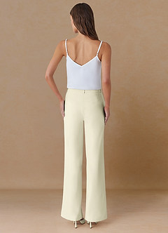 front Marina Ivory Refined Weave Straight-Leg Pants