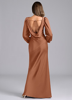Azazie Rylina Bridesmaid Dresses Bronzer Mermaid Long Sleeve Stretch Satin Dress image2
