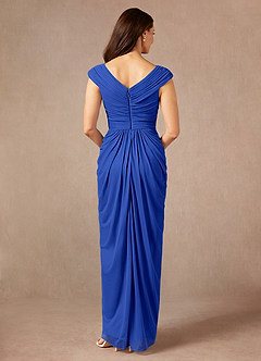 Azazie Lisolette Mother of the Bride Dresses Royal Blue Sheath Pleated Mesh Dress image2