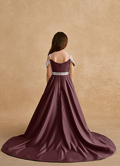 Azazie Jodi Flower Girl Dresses Sangria A-Line Matte Satin Dress image2