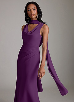 Azazie Linelle Robes de demoiselle d'honneur Robe Sirène en Mousseline de soie Plissée Grain De Raisin image7