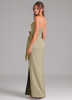 Azazie Jamie Vestidos de damas de honor Vestido de Musgo Verde de Satén Elástico de Corte en A Convertible con Sin tirantes image5