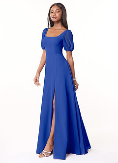 Azazie Alani Bridesmaid Dresses Royal Blue A-Line Square Neckline Chiffon Dress image3