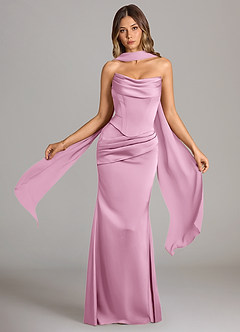 Azazie Sorrel Bridesmaid Dresses Candy Pink Mermaid Strapless Stretch Satin Convertible Dress image6