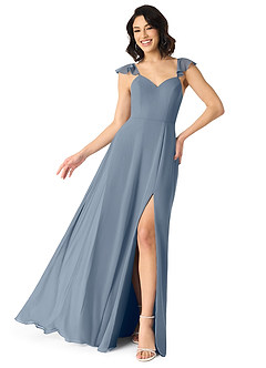 Azazie Everett Bridesmaid Dresses Twilight A-Line V-neck Ruched Chiffon Dress image1