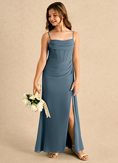 Azazie Moxie Girls Formal Sukienki dla dziewczynek sypiących kwiaty Linia A Koronka Szyfon Długość podłogi Sukienka image5