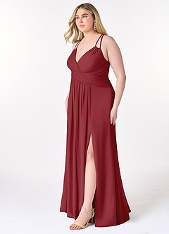 Azazie Farren Bridesmaid Dresses Pomegranate A-Line Pleated Chiffon Convertible Dress image12